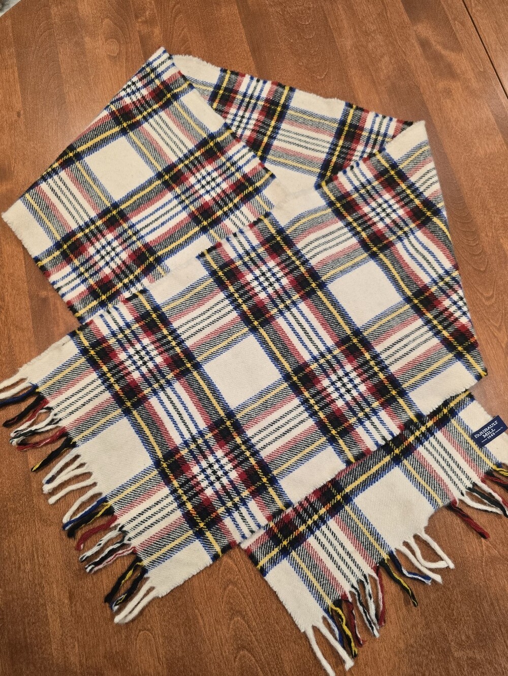 Faribault Woolen Mill Co Merino Wool Scarf Dress Stewart Tartan Made In USA